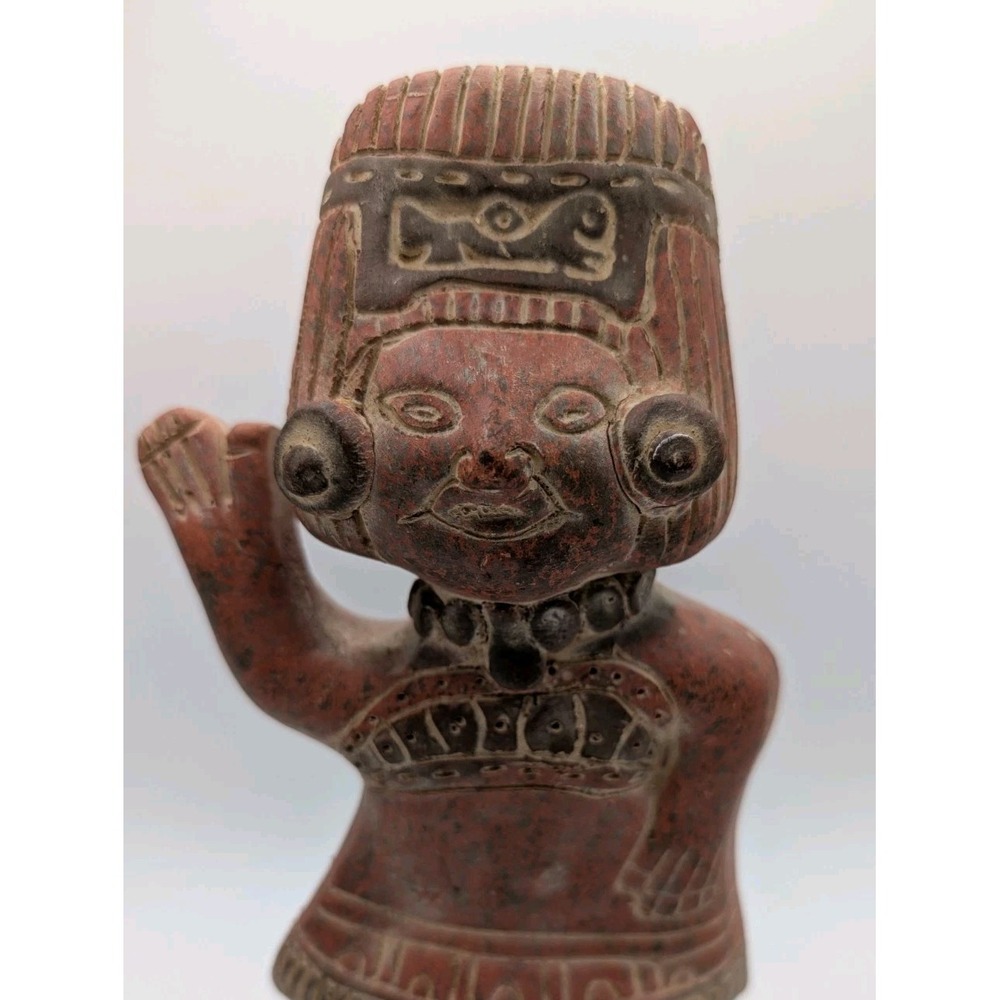 Vintage Mayan Clay Figure Handmade in Mexico Folk Aztec Inca Art Pottery Statue